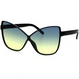 Cat Eye Womens Oceanic Gradient Lens Oversize Cat Eye Retro Sunglasses - Black Blue Yellow - CB18H9R692N $10.85