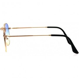 Rectangular Mens Oceanic Gradient Lens Victorian Metal Rim Rectangular Sunglasses - Gold Blue Yellow - CK18GO8SHZ9 $11.68