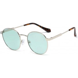 Round 60s Vintage Retro Hipster Lennon's Round Sunglasses Statement Hippie Glasses - Silver/Turquoise Green - C9194ER5IE6 $11.12