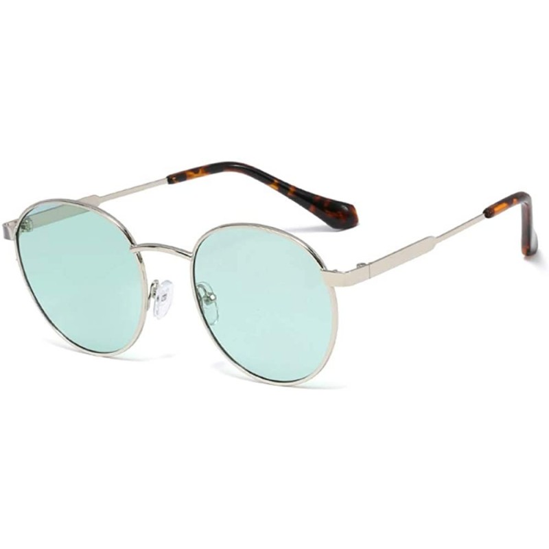 Round 60s Vintage Retro Hipster Lennon's Round Sunglasses Statement Hippie Glasses - Silver/Turquoise Green - C9194ER5IE6 $11.12