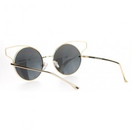 Round Metal Wire Cat Eye Horn Rim Round Circle Mirrored Lens Sunglasses - All Gold - CX120ZRC9U3 $8.01