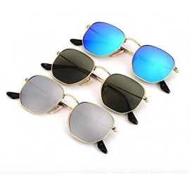 Oval Sunglasses for Men Women Flash Lens Street Fashion Metal Frame Classic Vintage Shades Light Weight JM001 - CL18ISTDNOT $...