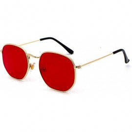 Round Vintage Gold Sunglasses Men Square Metal Frame Silver Brown Black Small Sun Glasses - Black - CH18Y6YOD97 $15.58