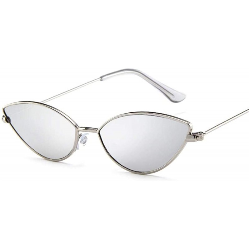 Aviator Cute Sexy Ladies Cat Eye Sunglasses Women Metal Frame 2019 Fashion Vintage Red - Silver - C018YLYZLRY $8.18