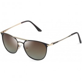 Round Vintage Polarized Sunglasses Round UV Protection for Men Women - Gold/Gradient Brown Lens - C318SXXUS29 $21.61