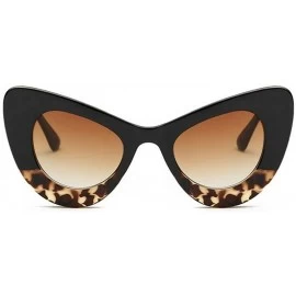 Oval Big Frame Cat Eye Sunglasses for Women Oval Acetate Frame Sun Glasses - C2 Leopard - CW1989SGNEU $11.84