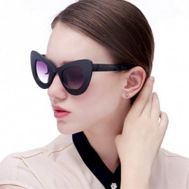 Oval Big Frame Cat Eye Sunglasses for Women Oval Acetate Frame Sun Glasses - C2 Leopard - CW1989SGNEU $11.84