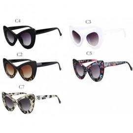 Oval Big Frame Cat Eye Sunglasses for Women Oval Acetate Frame Sun Glasses - C2 Leopard - CW1989SGNEU $11.84