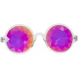 Round Kaleidoscope Glasses for Raves Rainbow Prism Diffraction Crystal Lenses - Clear(lightweight Series) - C218KMXM4YY $11.11