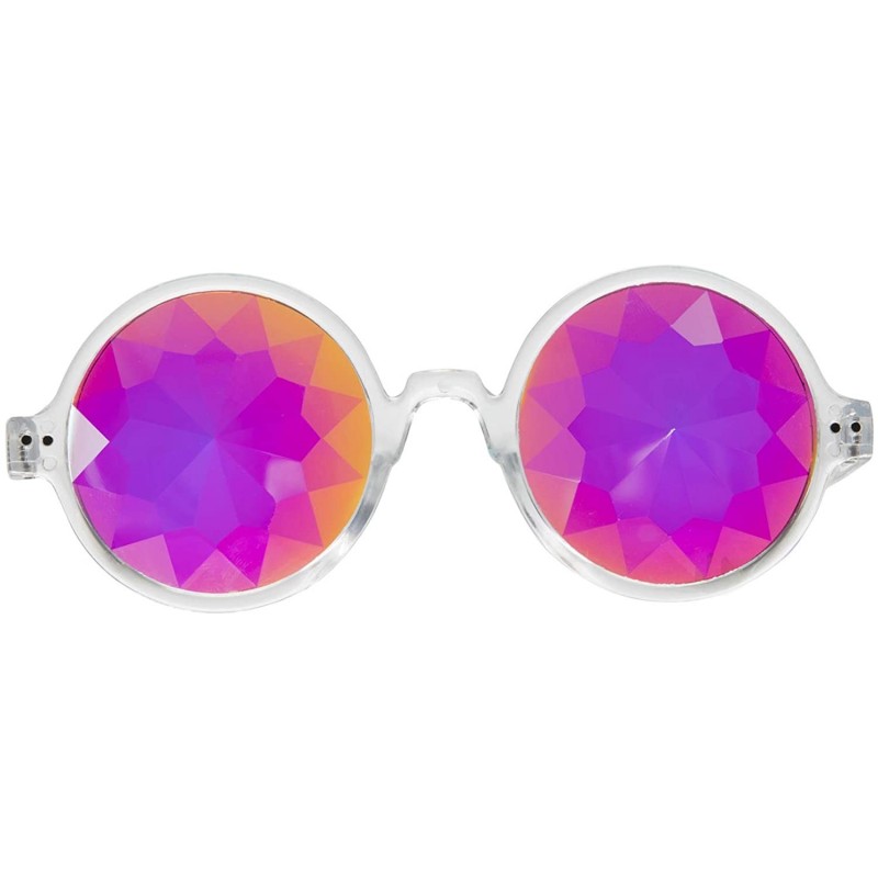 Round Kaleidoscope Glasses for Raves Rainbow Prism Diffraction Crystal Lenses - Clear(lightweight Series) - C218KMXM4YY $11.11