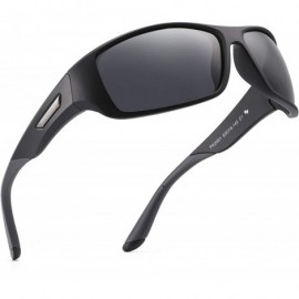 Square Polarized Sunglasses Driving Unbreakable - C1 Black Frame / Gray Temple / Gray Lens - CA18UEMH4WY $16.24