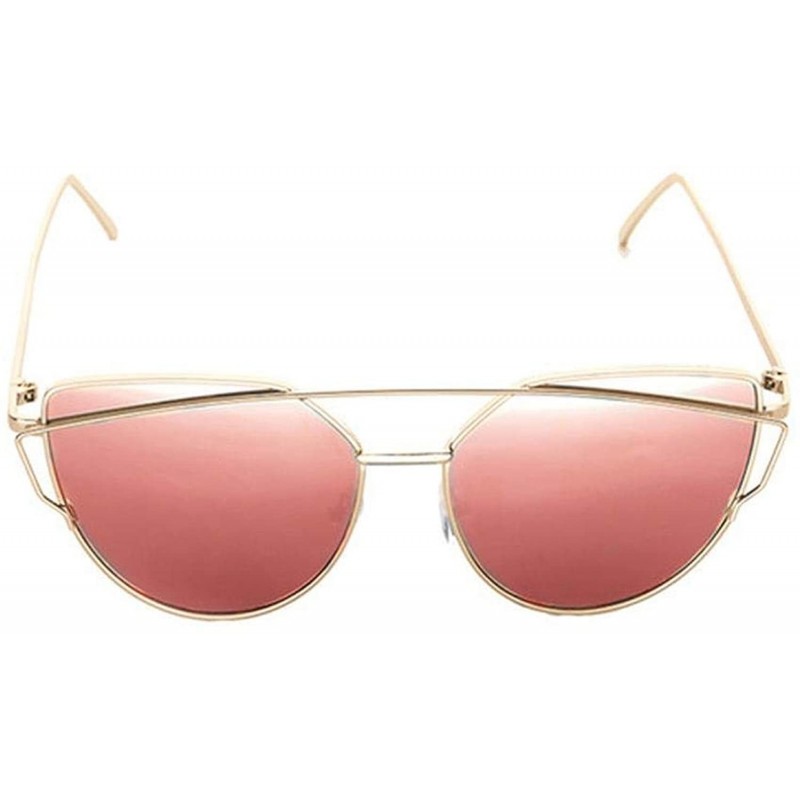 Round Cat Eye Vintage Er Rose Gold Mirror Sunglasses Women Metal Reflective Flat Lens Sun Glasses Female 2018 - CI198AHD0T2 $...