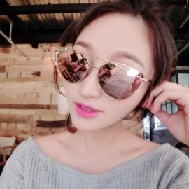 Round Cat Eye Vintage Er Rose Gold Mirror Sunglasses Women Metal Reflective Flat Lens Sun Glasses Female 2018 - CI198AHD0T2 $...