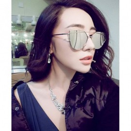 Round Cat Eye Vintage Er Rose Gold Mirror Sunglasses Women Metal Reflective Flat Lens Sun Glasses Female 2018 - CI198AHD0T2 $...