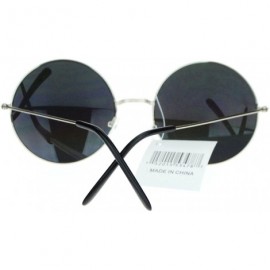 Round Oil Slick Mirror Lens 70s Hippie Round Circle Metal Wire Rim Sunglasses - Silver - C511YPQWAG3 $11.33