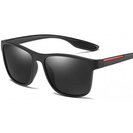 Rectangular Men's Wide Fit Polarized Sunglass (M972) - Matte Black - CY193A9UQ9D $25.99