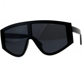 Oversized Robotic Mens Mob 80s Flat Top Large Plastic Sunglasses - Shiny Black - C518C9LMUC4 $8.99