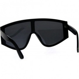 Oversized Robotic Mens Mob 80s Flat Top Large Plastic Sunglasses - Shiny Black - C518C9LMUC4 $8.99