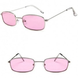 Square Narrow Metal Rim Rectangular Hippie Sunglasses Slender Square Sunglasses - H - CB199SE8TXN $6.64