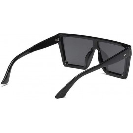 Square Sunglasses Square Gradient Glasses Designer - Black - CV199EK2X0S $12.35