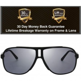 Aviator Men's New Safaris Aviator Sunglasses - Gift Box Package - 1 Shiny Black - CH1923C8YDE $13.26