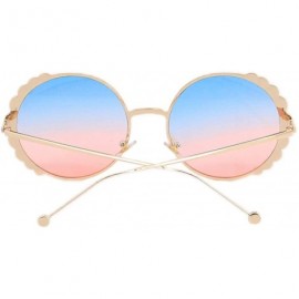 Rimless Stylish Round Pearl Decor Sunglasses UV Protection Metal Frame - Blue Pink Lens - C618W5CG7T2 $15.78