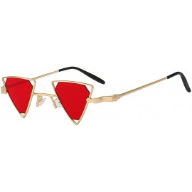 Butterfly Men Women Triangle Butterfly Vintage Colored Lens Sunglasses Metal Frame - Gold-red - CZ18HS09XST $14.02