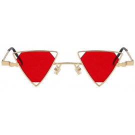 Butterfly Men Women Triangle Butterfly Vintage Colored Lens Sunglasses Metal Frame - Gold-red - CZ18HS09XST $14.02