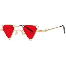 Butterfly Men Women Triangle Butterfly Vintage Colored Lens Sunglasses Metal Frame - Gold-red - CZ18HS09XST $14.02