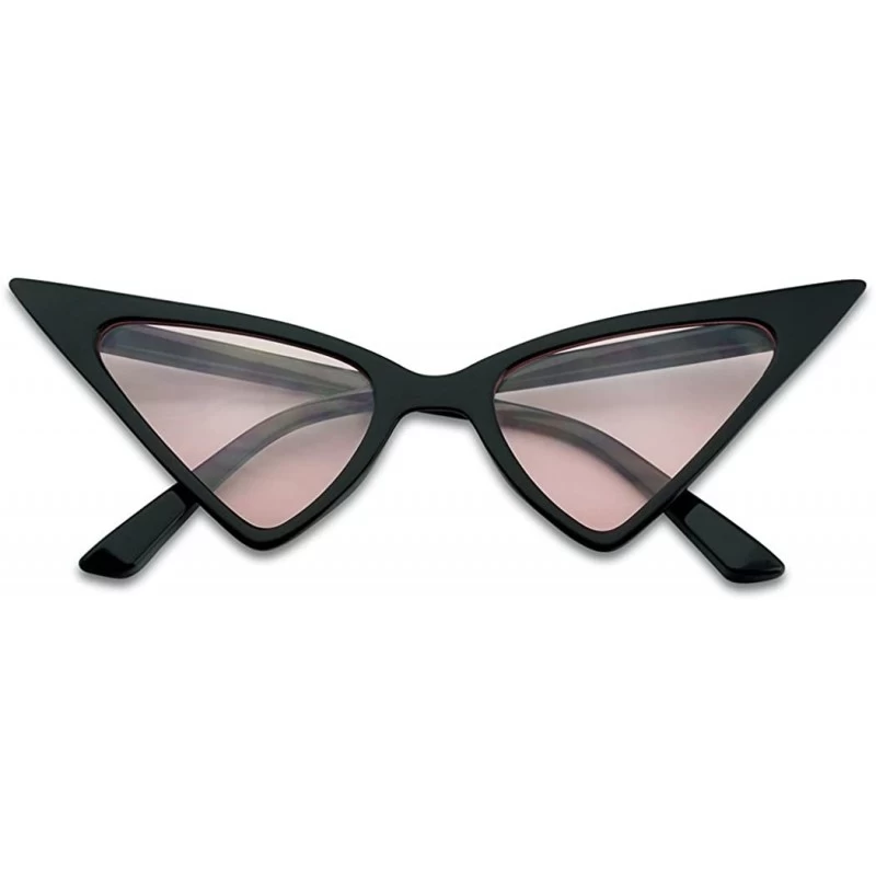 Oversized Exaggerated High Pointed Tip Rockabilly Cat Eye Slim Vintage Sunglasses - Black Frame - Pink - CY18GL7MH0G $11.01