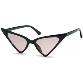 Oversized Exaggerated High Pointed Tip Rockabilly Cat Eye Slim Vintage Sunglasses - Black Frame - Pink - CY18GL7MH0G $11.01