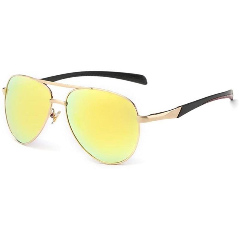 Aviator classic Aviator sunglasses polarizer driving mirror - Reflective Gold Color - CI12JHBG3VJ $39.82