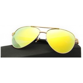 Aviator classic Aviator sunglasses polarizer driving mirror - Reflective Gold Color - CI12JHBG3VJ $39.82