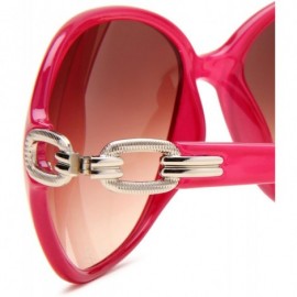 Oversized Women's 153SP Rectangular Sunglasses with Metal Hinges & 100% UV Protection - 57 mm - Pink - CU117S5MQ4Z $21.42