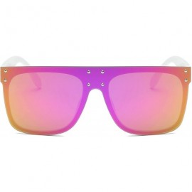 Square Retro Vintage Flat Lens Mirrored Square Oversized Sunglasses - Pink - CH18I0EHODX $9.00