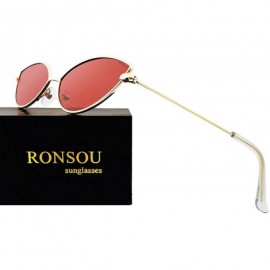 Cat Eye Fashion Trend Cat Eye Small Metal Frame Personality Sunglasses for Women - Gold Frame Red Lens - CK18R26GIGN $10.66