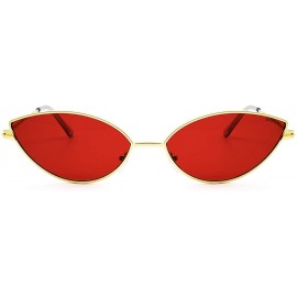 Cat Eye Fashion Trend Cat Eye Small Metal Frame Personality Sunglasses for Women - Gold Frame Red Lens - CK18R26GIGN $10.66