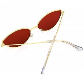 Cat Eye Fashion Trend Cat Eye Small Metal Frame Personality Sunglasses for Women - Gold Frame Red Lens - CK18R26GIGN $10.66