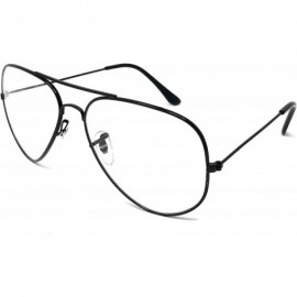 Aviator Aviator Mirror or Clear Metal Sunglasses Classic Style - Black- Clear - C718YTH5TSA $10.71