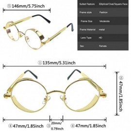 Round Retro sunglasses round polarized lenses hip hop style for men and women - Gold Frame+clean Lens - CL18RLX3N5X $14.19