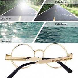 Round Retro sunglasses round polarized lenses hip hop style for men and women - Gold Frame+clean Lens - CL18RLX3N5X $14.19