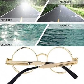 Round Retro sunglasses round polarized lenses hip hop style for men and women - Gold Frame+clean Lens - CL18RLX3N5X $14.19