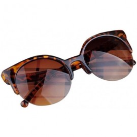 Goggle Unisex Vintage Semi-Rim Round Frames Cat Eye Eyewear Sunglasses - A - CU18EY2S3RE $5.69