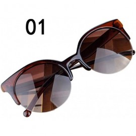 Goggle Unisex Vintage Semi-Rim Round Frames Cat Eye Eyewear Sunglasses - A - CU18EY2S3RE $5.69