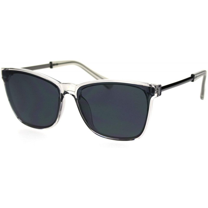 Rectangular Gentlemans Elegant Designer Fashion Mod Thin Horn Rim Sunglasses - Clear Black - CF18SGCXYNC $15.69