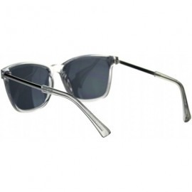 Rectangular Gentlemans Elegant Designer Fashion Mod Thin Horn Rim Sunglasses - Clear Black - CF18SGCXYNC $15.69