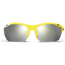 Sport Alpha Yellow White Road Cycling/Fishing Sunglasses with ZEISS P7020M Super Silver Mirrored Lenses - CK18KN53222 $21.00