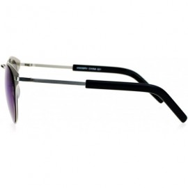 Wayfarer Futuristic Metal Horn Rim Hipster Horned Sunglasses - Silver Blue - C212CJL0YV9 $8.59