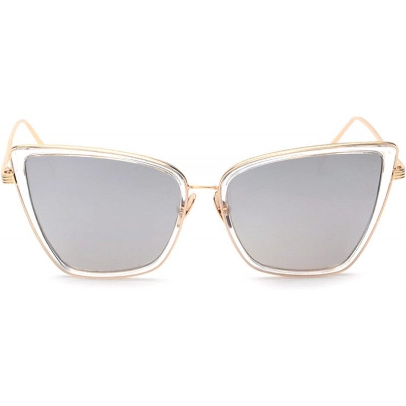 Aviator New Large Mirrored Cat Eye Sunglasses - CW12N42GN9G $13.91