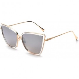 Aviator New Large Mirrored Cat Eye Sunglasses - CW12N42GN9G $13.91